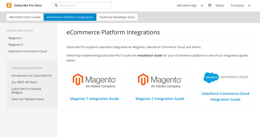 Subscribe Pro Documentation | eCommerce Platform Integrations